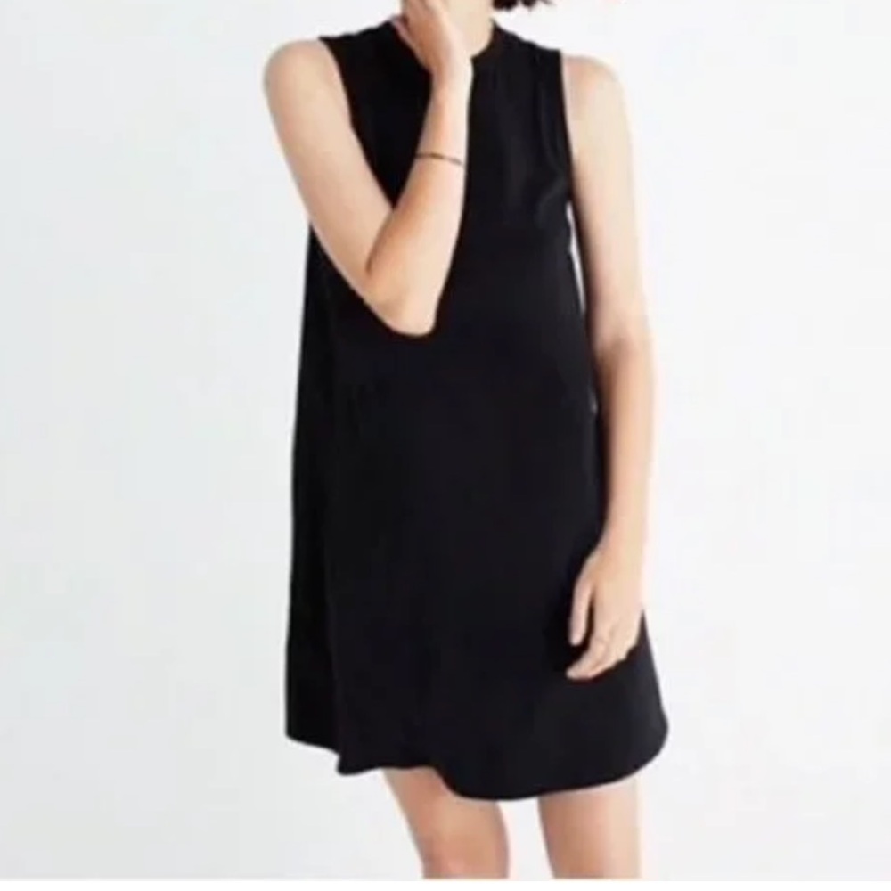 Madewell High Neck Black Sleeveless Swing T-shirt Dress